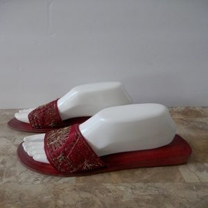 Rebels Red Wedge Slip On Sandals